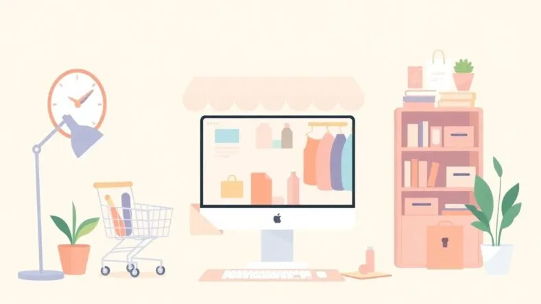 Illustrasjon av en norsk nettbutikk med moderne design.