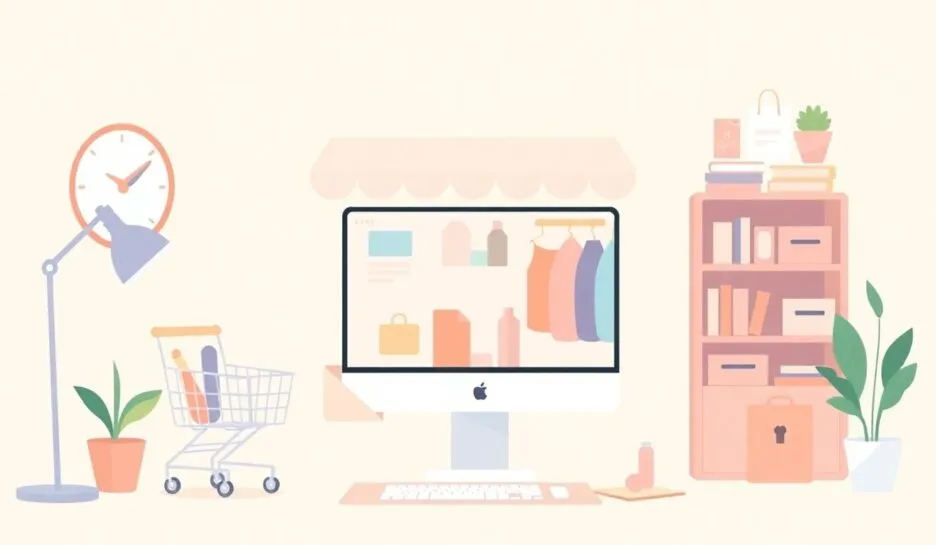 Illustrasjon av en norsk nettbutikk med moderne design.