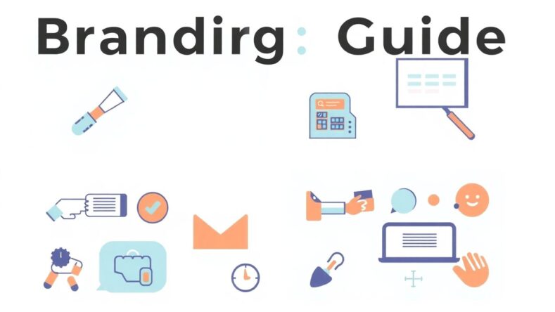 Illustrasjon av moderne merkevarebygging med myke farger. {{brizy_dc_image_alt entityId=