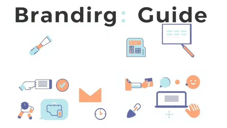 Illustrasjon av moderne merkevarebygging med myke farger.