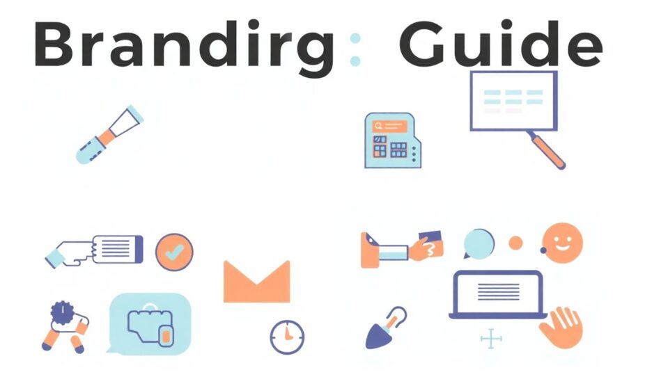 Illustrasjon av moderne merkevarebygging med myke farger. {{brizy_dc_image_alt entityId=