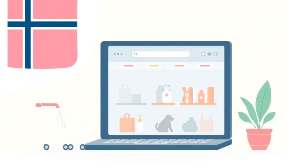 Illustrasjon av en norsk nettbutikk med moderne design.