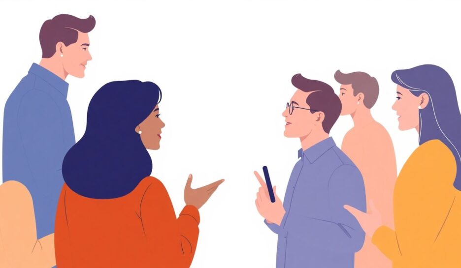 Mennesker som diskuterer i grupper. {{brizy_dc_image_alt entityId=