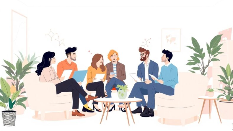 Gruppe gründere som samarbeider i et lyst kontor.