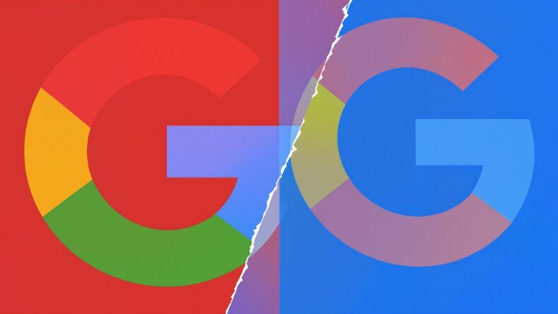 Facebook- og Google-logoer i konkurranse.