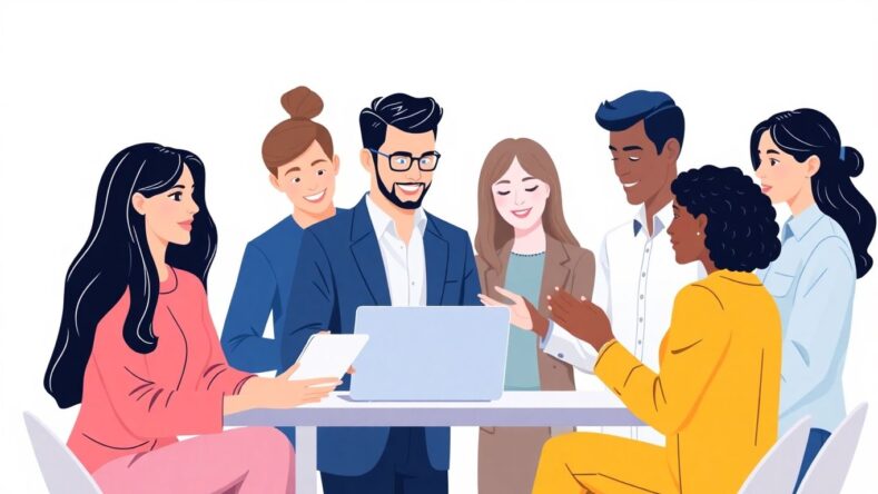 Moderne illustrasjon av samarbeid om Facebook-annonser. {{brizy_dc_image_alt entityId=