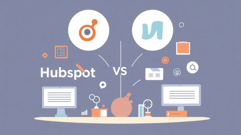 Moderne illustrasjon av CRM-løsninger og Hubspot.