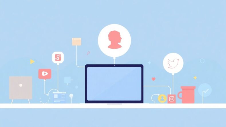 Moderne illustrasjon av sosiale medier og synlighet.