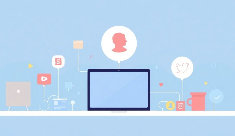 Moderne illustrasjon av sosiale medier og synlighet.