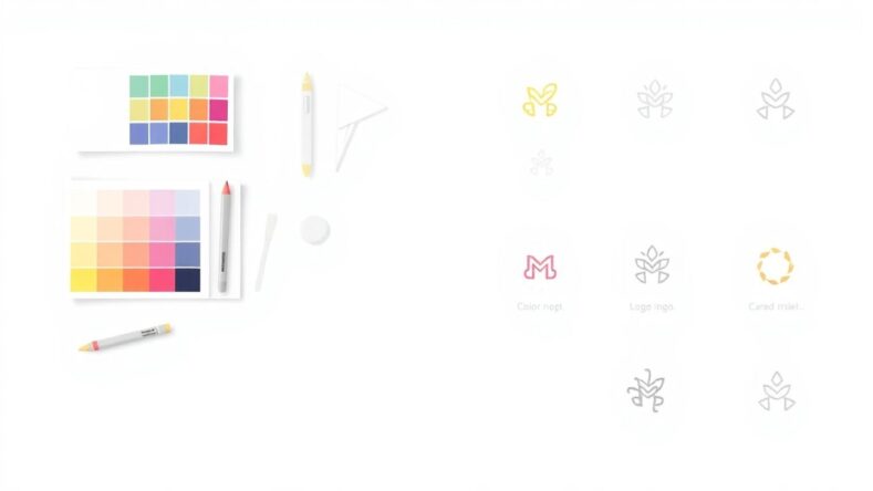 Moderne logo design prosess med myke farger.