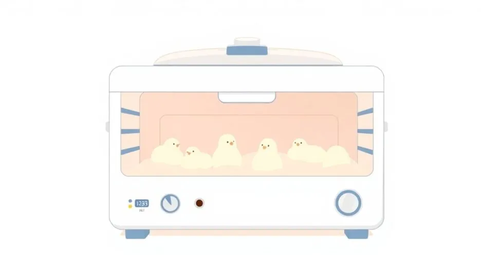 Illustrasjon av en inkubator med myke farger.