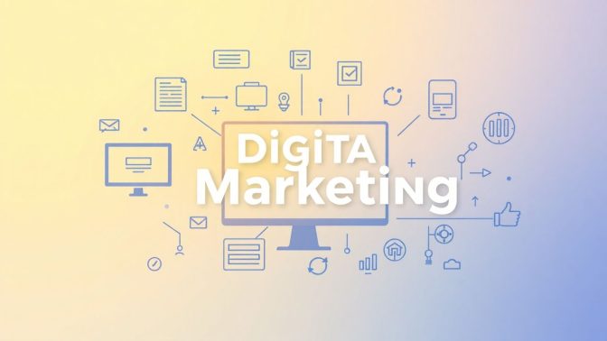 Moderne illustrasjon av digital markedsføring og transformasjon.