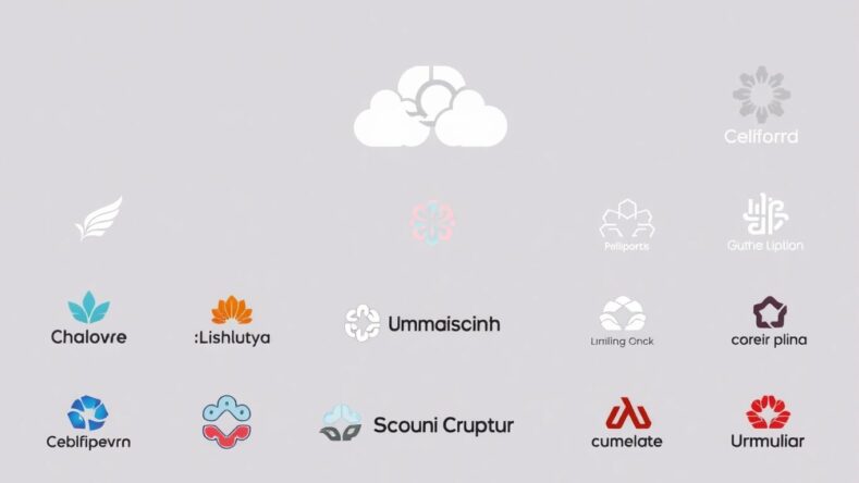 Illustrasjon av moderne logoer med myke farger.