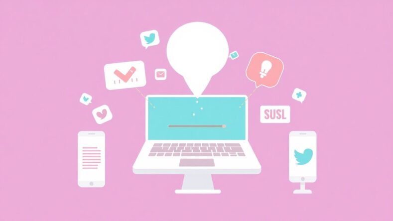 Illustrasjon av digital markedsføring med enkle elementer.