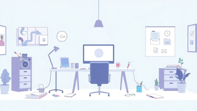 Moderne illustrasjon av logo design arbeidsplass.