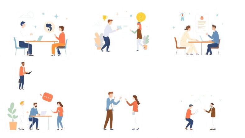 Moderne illustrasjoner av forretningsutvikling og suksess.